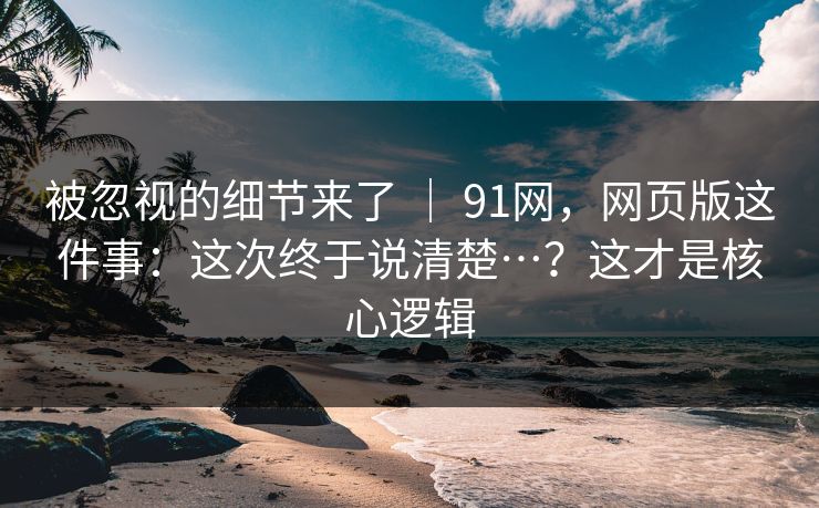 被忽视的细节来了 | 91网,网页版这件事:这次终于说清楚…?这才是核心逻辑 被忽视的细节来了 | 91网,网页版这件事:这次终于说清楚…?这才是核心逻辑