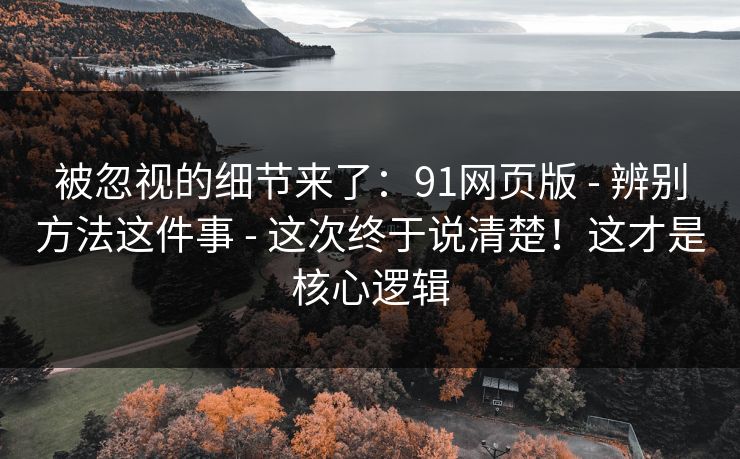 被忽视的细节来了：91网页版 - 辨别方法这件事 - 这次终于说清楚！这才是核心逻辑